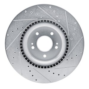 Hyundai Sonata Brake Rotor (1) - Front Left - R1 Concepts - Drilled & Slotted - Silver - `21-`26